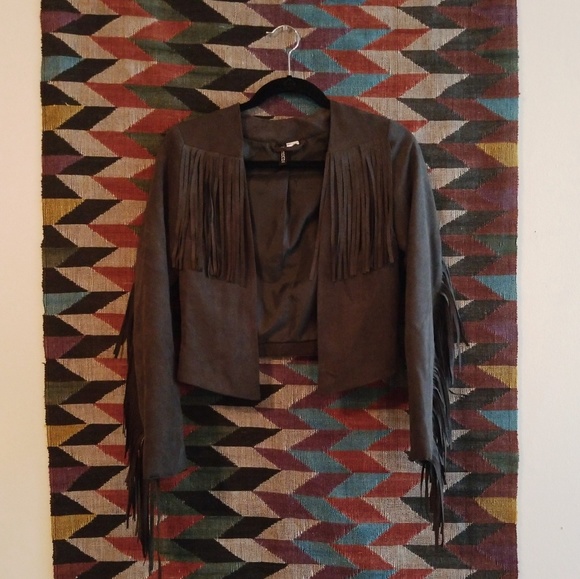 H&M Gray Suede Fringe Jacket - NWOT - Picture 2 of 4